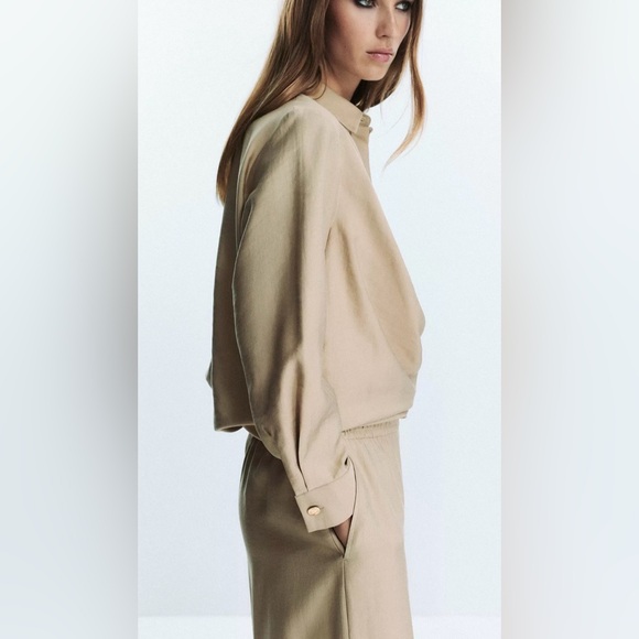 Zara GOLD BUTTON WRAP SHIRT - Picture 6 of 9